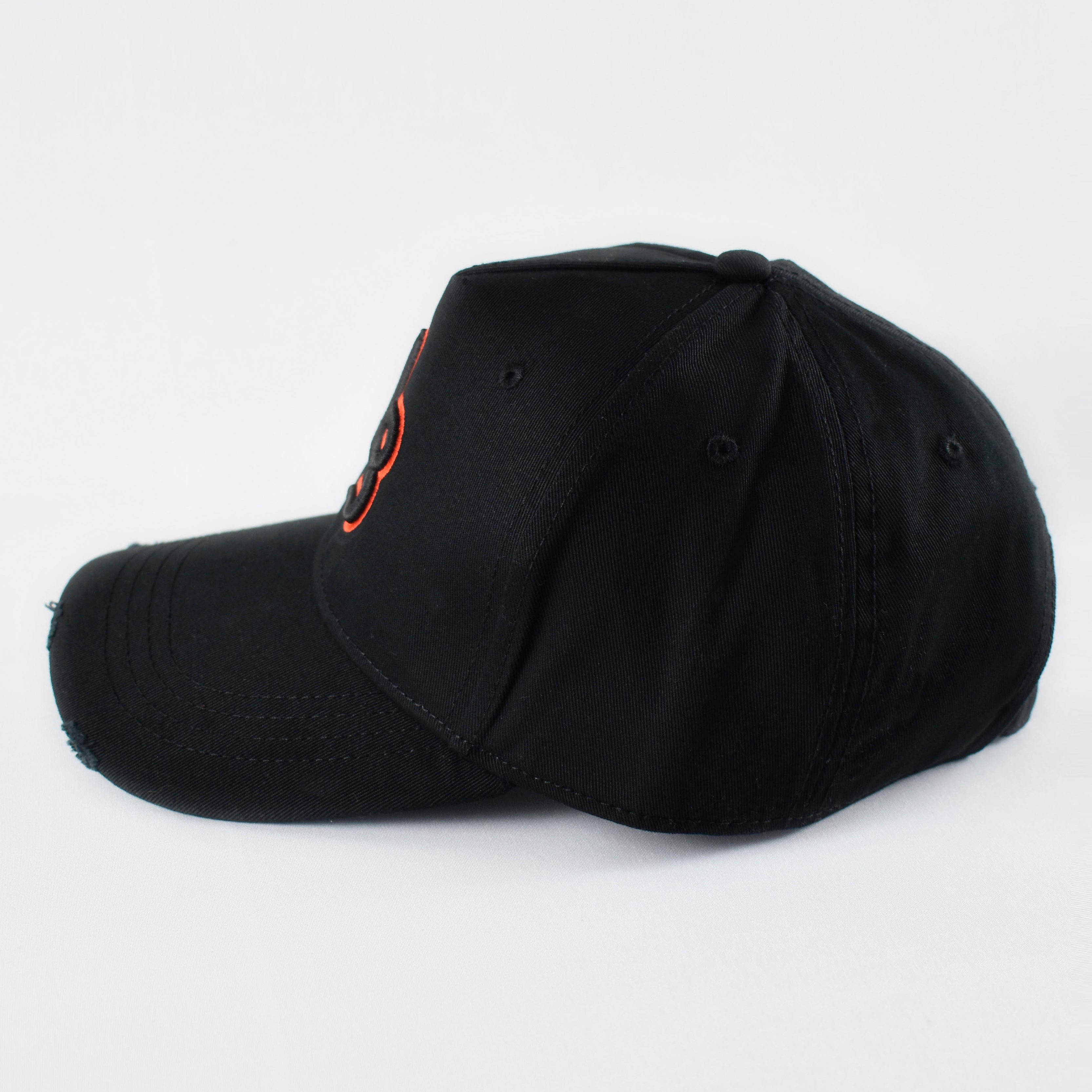 Black/Red Distressed Cap