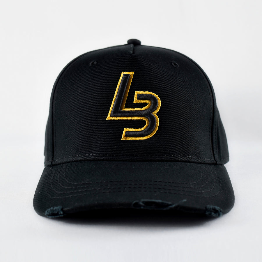 Black/Yellow Distressed Cap